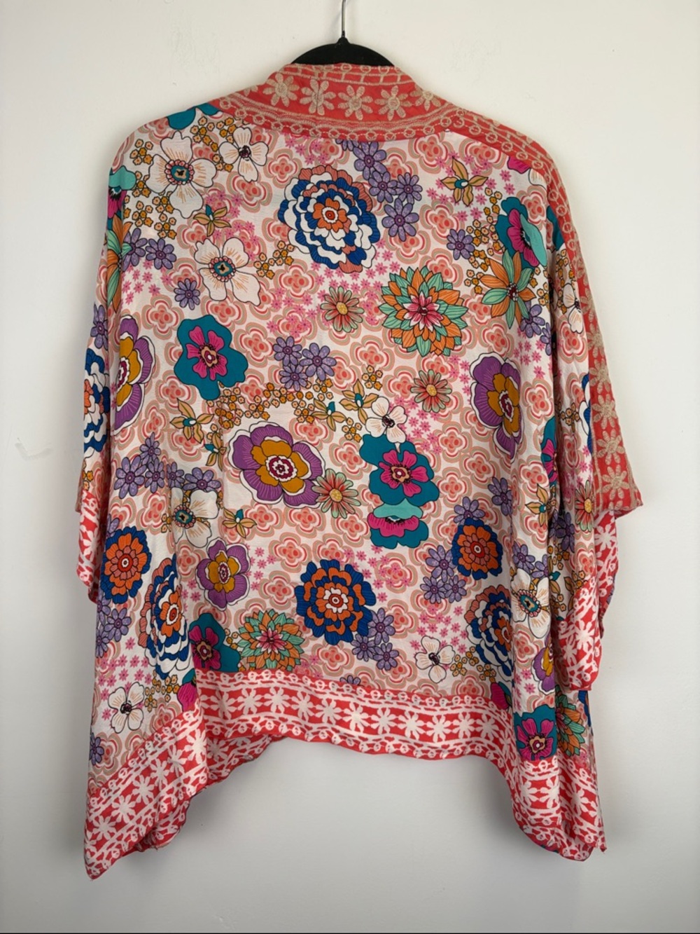 Tolani Patchwork Floral Kimono Jacket Boho Open Front Cropped Multicolor One Sz - Picture 7 of 9